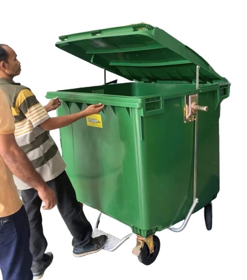 1100L foot pedal step on mobile garbage bin recycle bin dustbin waste bin ash can trash bin litter bin 3R bin manufacturer/harga kilang pengilang pengeluar 1100L tong sampah beroda pemijak berpijak mudah alih kitar semula alam sekitar heavy duty tahan lama