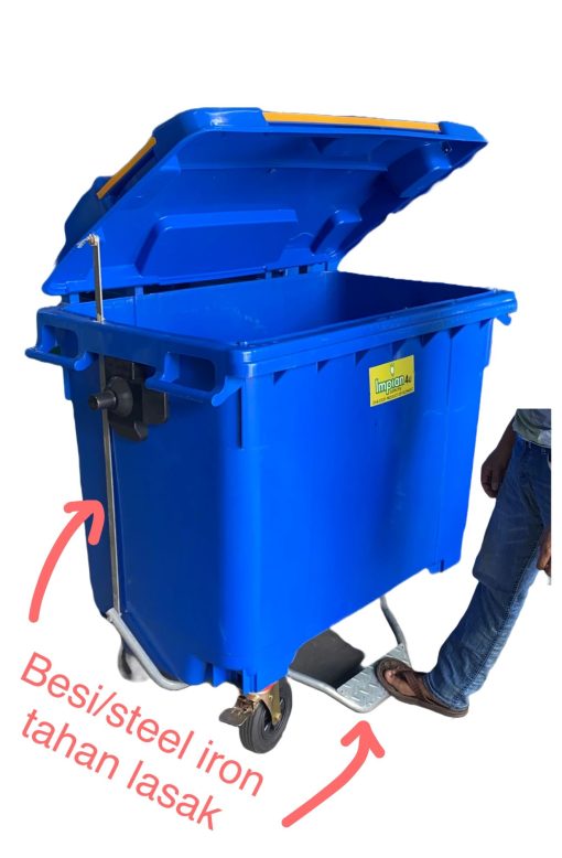 660L foot pedal step on mobile garbage bin recycle bin dustbin waste bin ash can trash bin litter bin 3R bin manufacturer/harga kilang pengilang pengeluar 660L tong sampah beroda pemijak berpijak mudah alih kitar semula alam sekitar heavy duty tahan lama