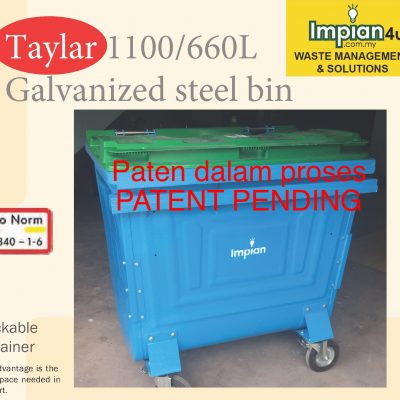 660L 1100L galvanized steel bin/ 660L 1100L tong besi galvanized